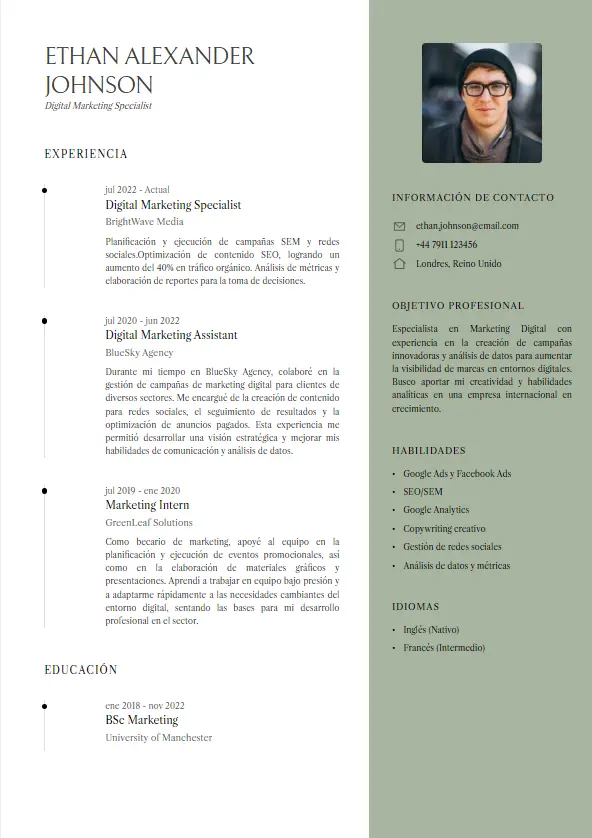 Vista previa del currículum - Profesional Moderno